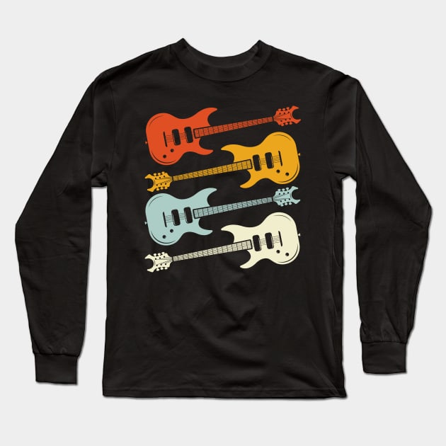 Guitar Colorful Retro Musician Guitarist Long Sleeve T-Shirt by shirtsyoulike